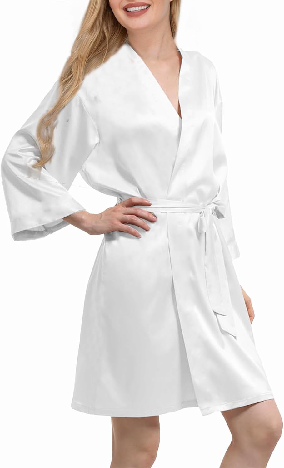 Womens Satin Kimono Robe Silk Robes Floral Bathrobe Bride Bridesmaid Wedding Silky Bridal Dressing Gown Loungewear