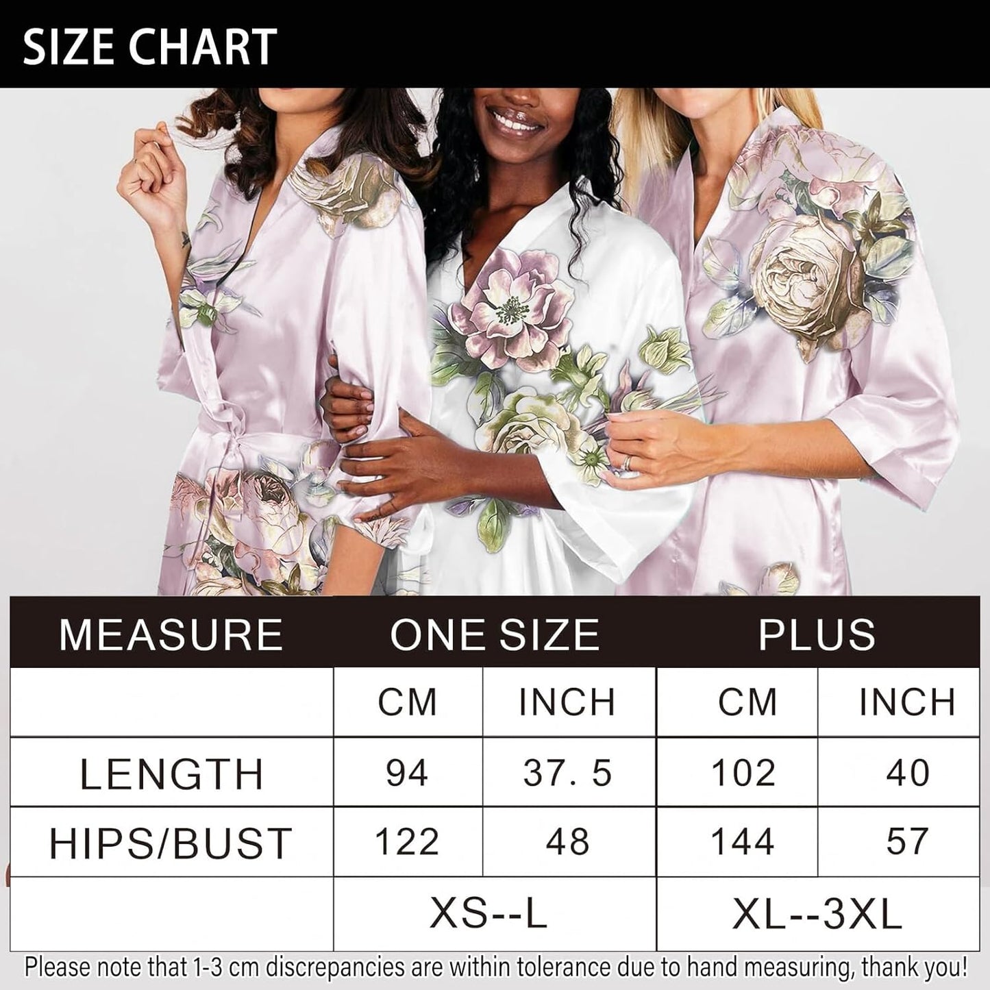 Womens Satin Kimono Robe Silk Robes Floral Bathrobe Bride Bridesmaid Wedding Silky Bridal Dressing Gown Loungewear