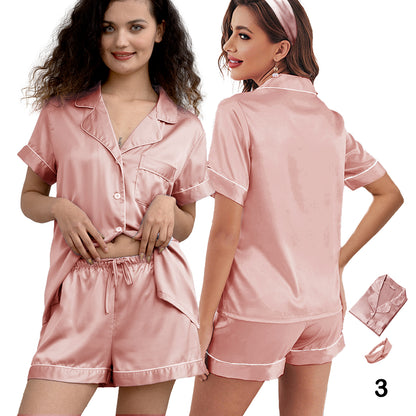 3Pcs Silk Pajamas XS-4XL Womens Satin Pajama Short Floral Sleepwear Bride Soft Pj Lounge Sets Pjs Shorts Set